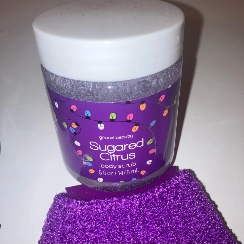 Groovi Beauty Sugared Citrus & Very Vanilla Body Scrub/Mitts  5 fl oz Each New